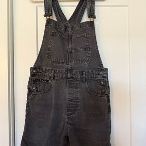 Free People Charcoal Denim Overalls